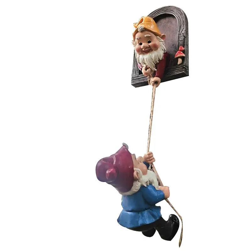 Garden Gnomes Dwarfs Climbing Ropes Resin Crafts Outdoor Yard Decor Art Statues Figurines Gift for Home Courtyard Lawn Ornament