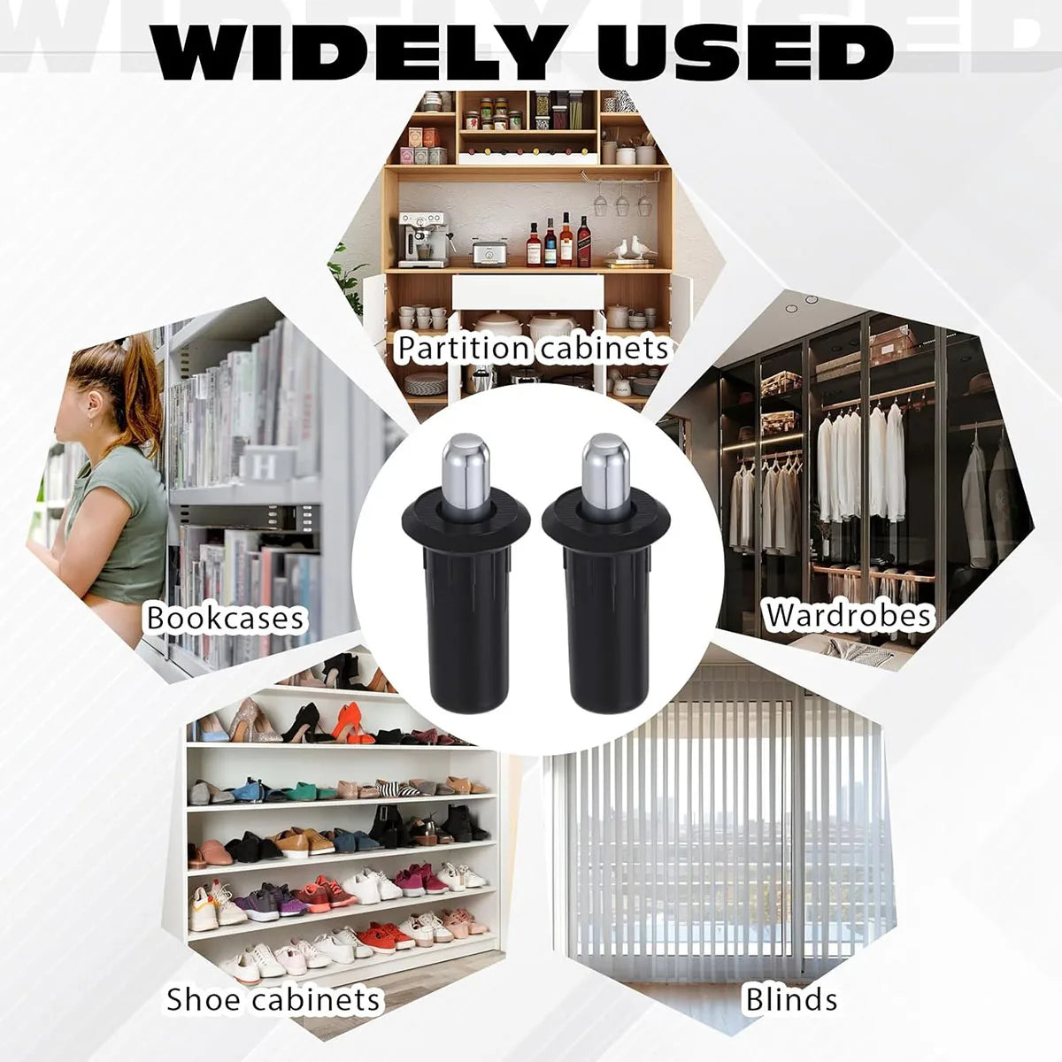 100Pc Large Black Iron Shutter Louvers Blind Repair Pins Spring Loaded Plantation Shutter Replacement Pins Bolt Window Door Home