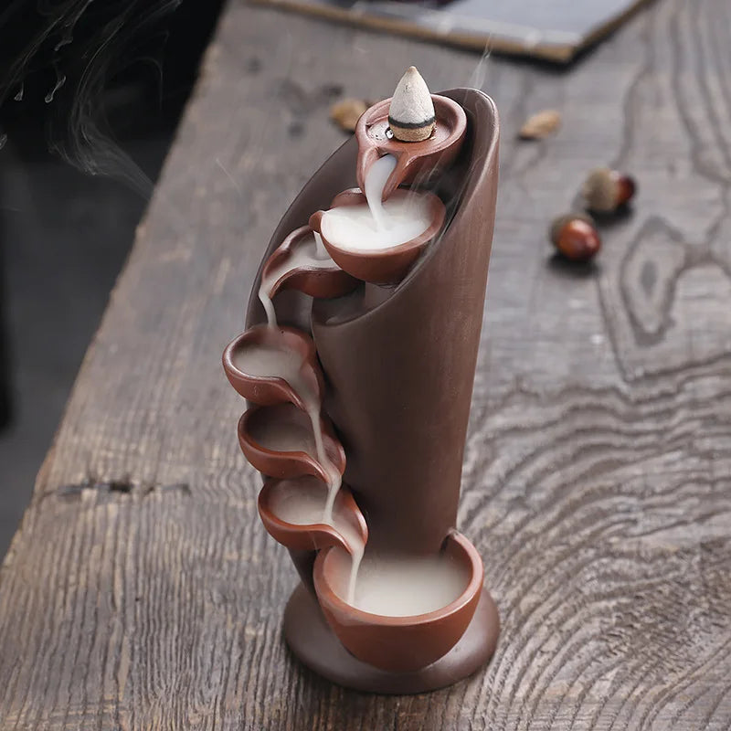 1pc Ceramic Waterfall Incense Burner Backflow Incense Burner Multifunctional Ornament (Without Incense)