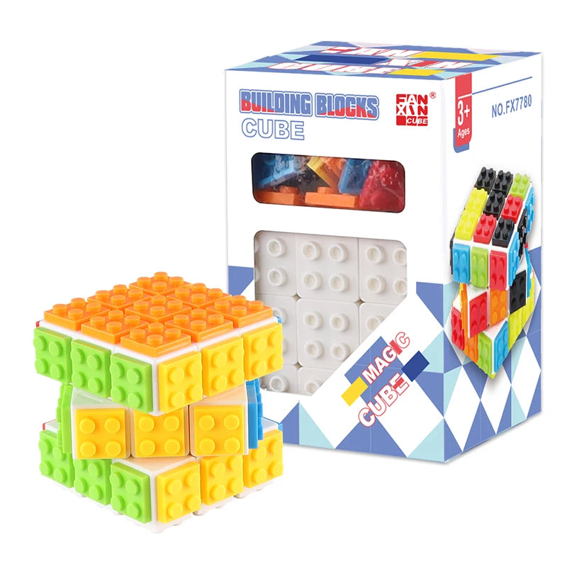 Building Blocks 3D Magic Puzzle Cube 3x3x3 DIY Fidget Toy Brick puzzle professional smooth speed game children's toy gift