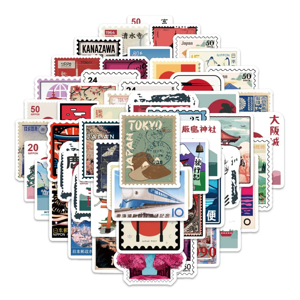 80PCS Japan Travel Stamps Cartoon Sticker DIY Decoration PVC Phone Case Waterproof Skateboard Notebook Graffiti Toys Gifts