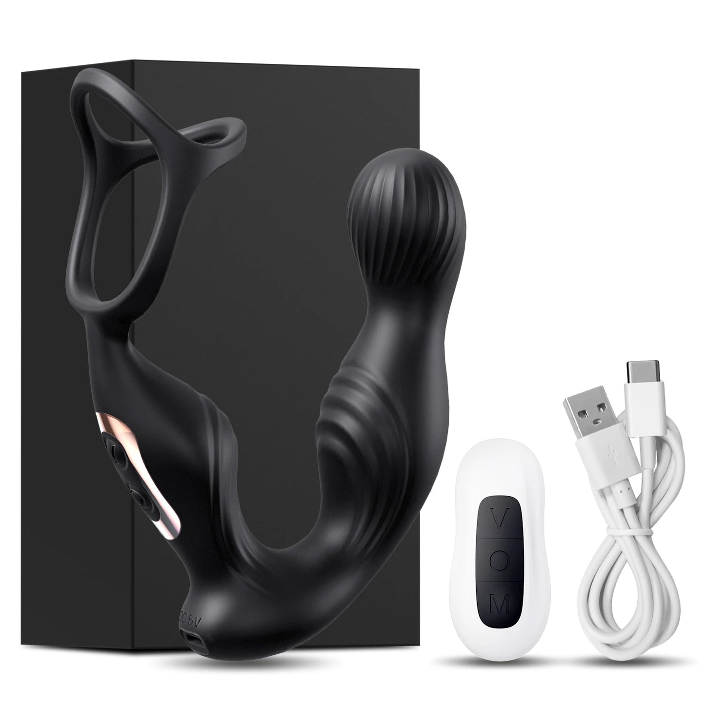 Prostate Massager Vibrator Sex Toy for Men Anal Butt Plug Rechargeable 360 Rotating Head Remote Control Penis Ring Waterproof