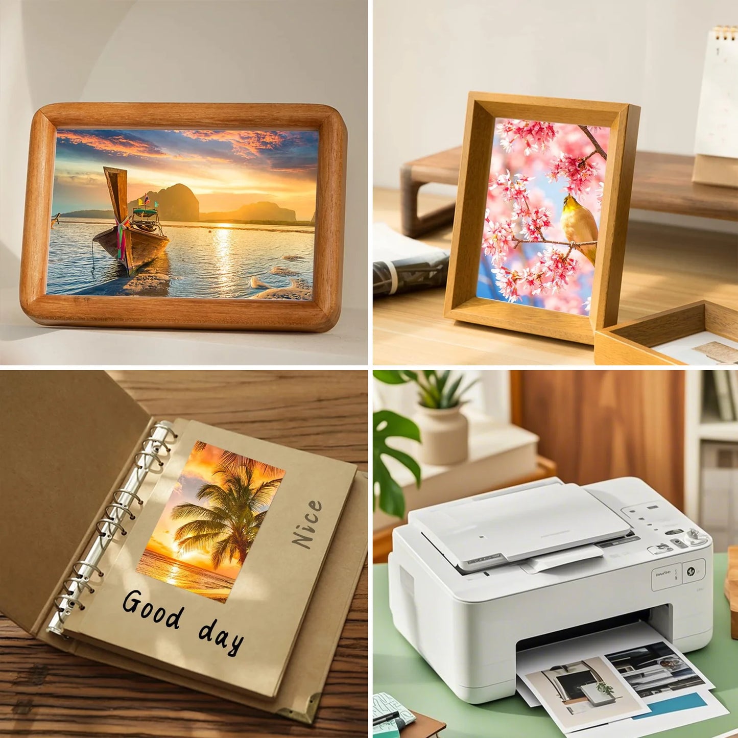 HUSPER 4x6 Inch 180gsm Single-Side Glossy Photo Paper 100 Sheets Inkjet Compatible Photo Printing Paper 102x152mm Grey Back