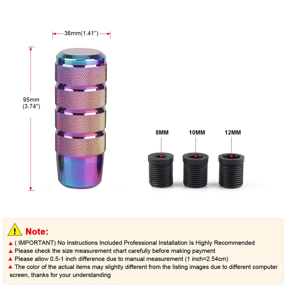 Universal Car Manual Transmission Aluminum Knurled Gear Shift Knob 95mm Non-Slip Gear Lever Knob M8 M10 M12 Universal