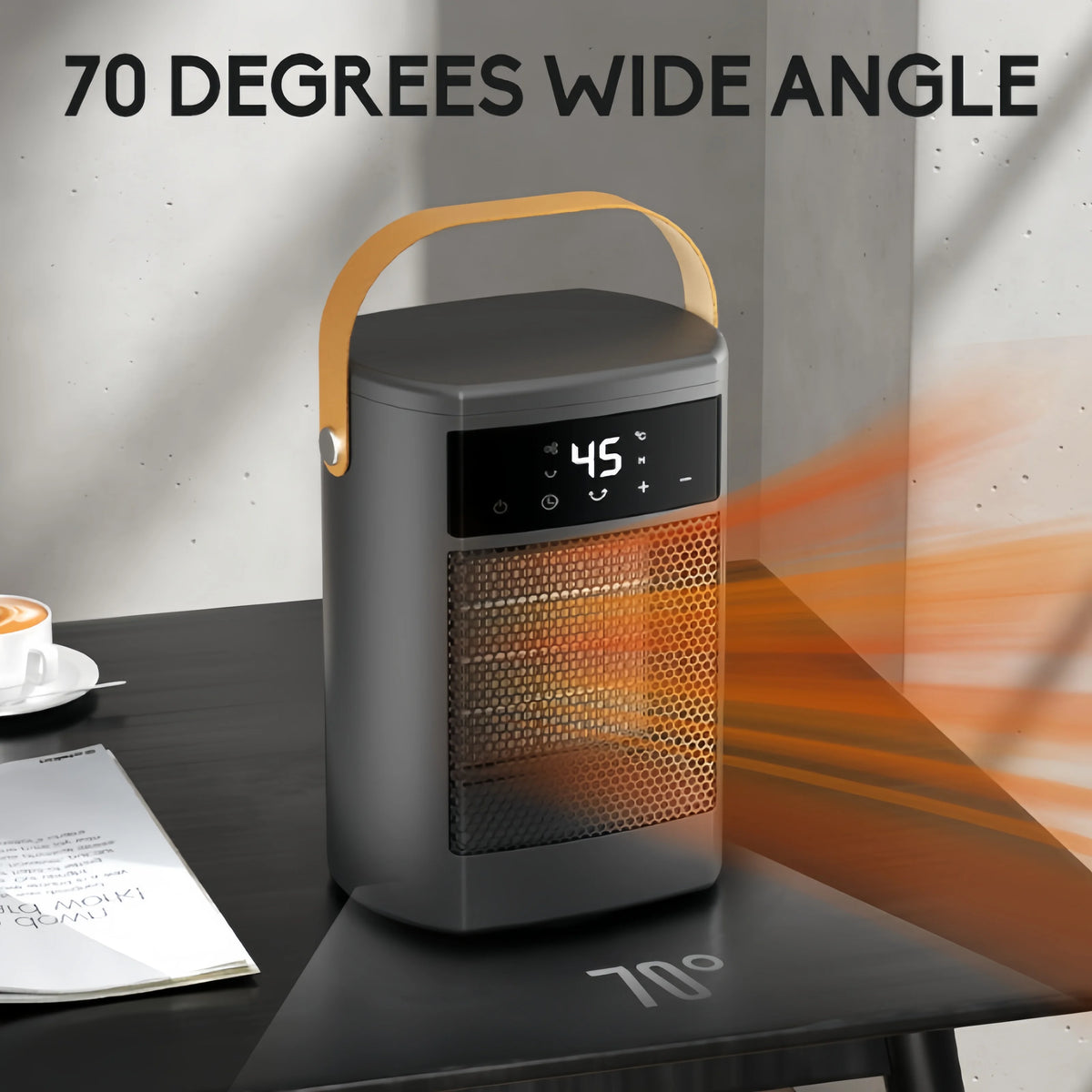Portable ceramic heater mini room heater with thermostat quiet desk heater for home office