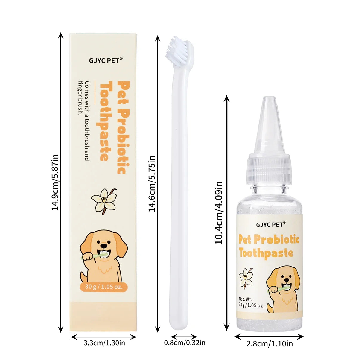 GJYC PET Probiotic Pet Dental Care Kit Toothpaste With Toothbrush Finger Brush Reduce Plaque Tartar Freshen Breath For Dogs Cats