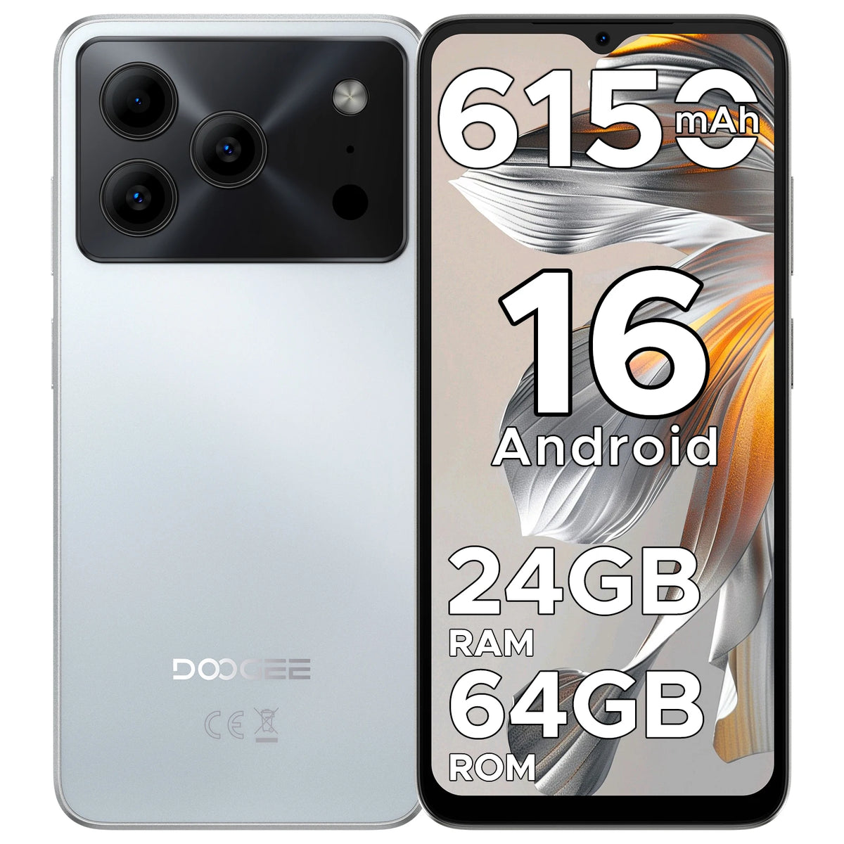 DOOGEE Note 56 VIP Edition Android 16 Smartphone 6150mAh Battery 24GB RAM (3+21) 64GB ROM 8.45mm Ultra Slim 90HZ mobilephones