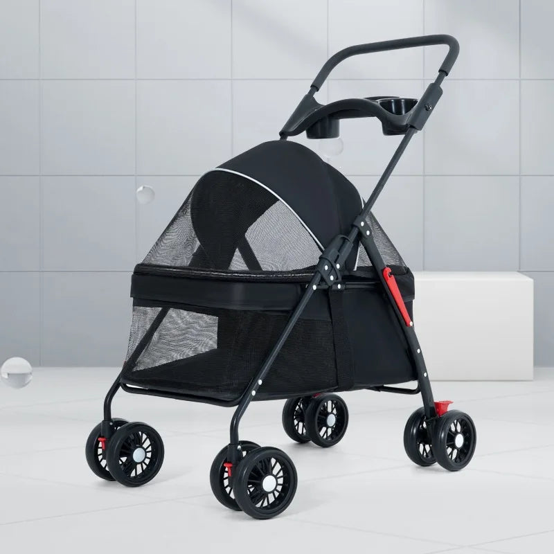 Multi Function Pet Stroller Foldable Push Pull Trolley Carrier Handbag for Cats Small Dogs Outdoor Travel Daily Use 펫 유모차
