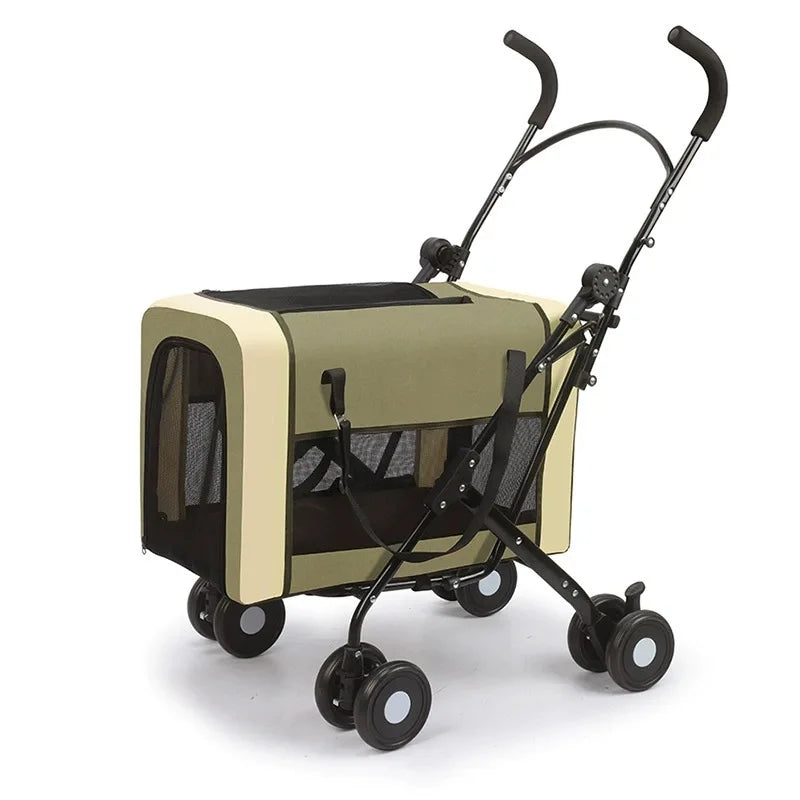 Detachable Cabin Pet Stroller Lightweight Foldable Cat Dog Trolley Outdoor Travel Hand Push Cart for Small & Medium Sized Pets
