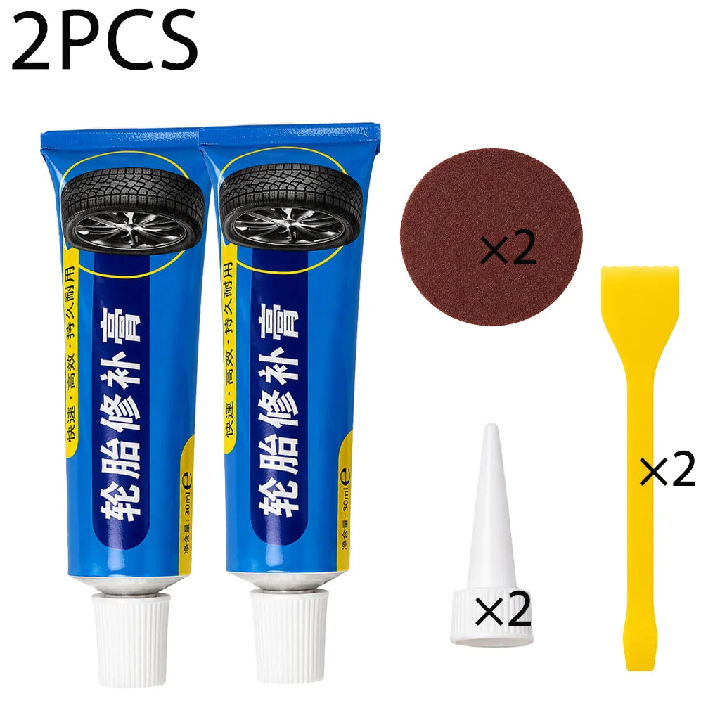 Permanent Rubber Tire Repair Glue 30ml Complete Kit Quick Patch Seal For Bike Motorcycle ATV Car Tyre Crack Leak Repair Supplies