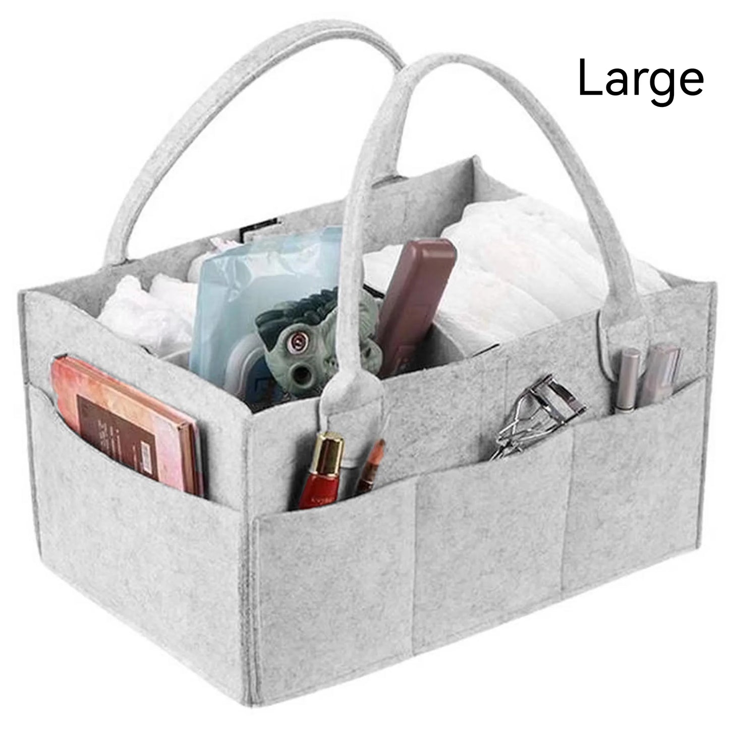 Baby Diaper Caddy Organizer for Changing Table, Nursery Storage Bin Basket with Handle, Felt Diaper Organizer Suitable for Indo