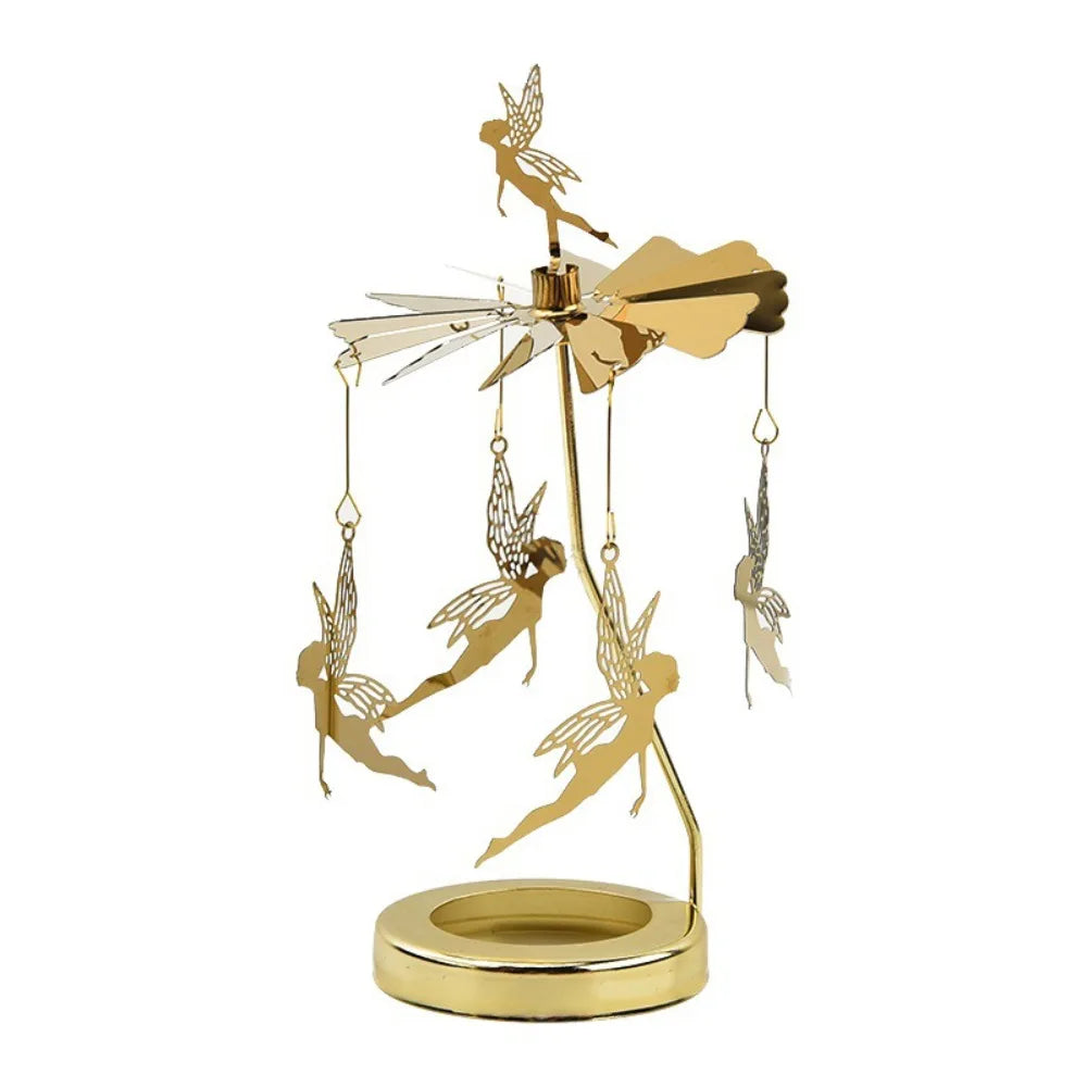 Metal Rotating Candle Holder Heat-Powered Rotation Elegance Style Spinner Carousel Rotating Mechanism Tea Light Holder