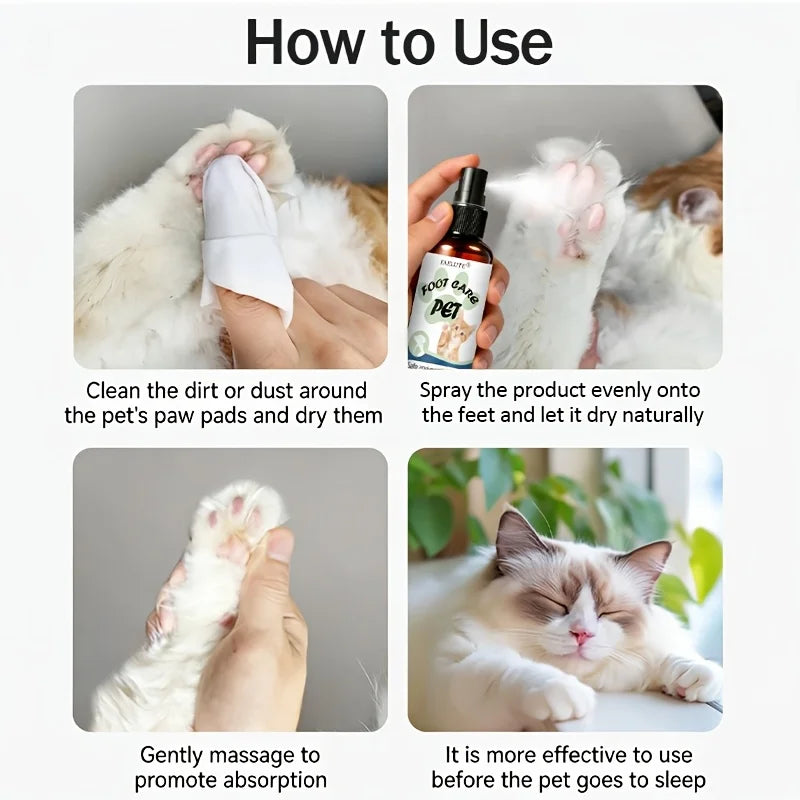 KJM Pet Paw Care Spray For Dogs And Cats 5 In 1 Moisturizing No Rinse Travel Formula For Dry Cracked Paw Pads All Breeds