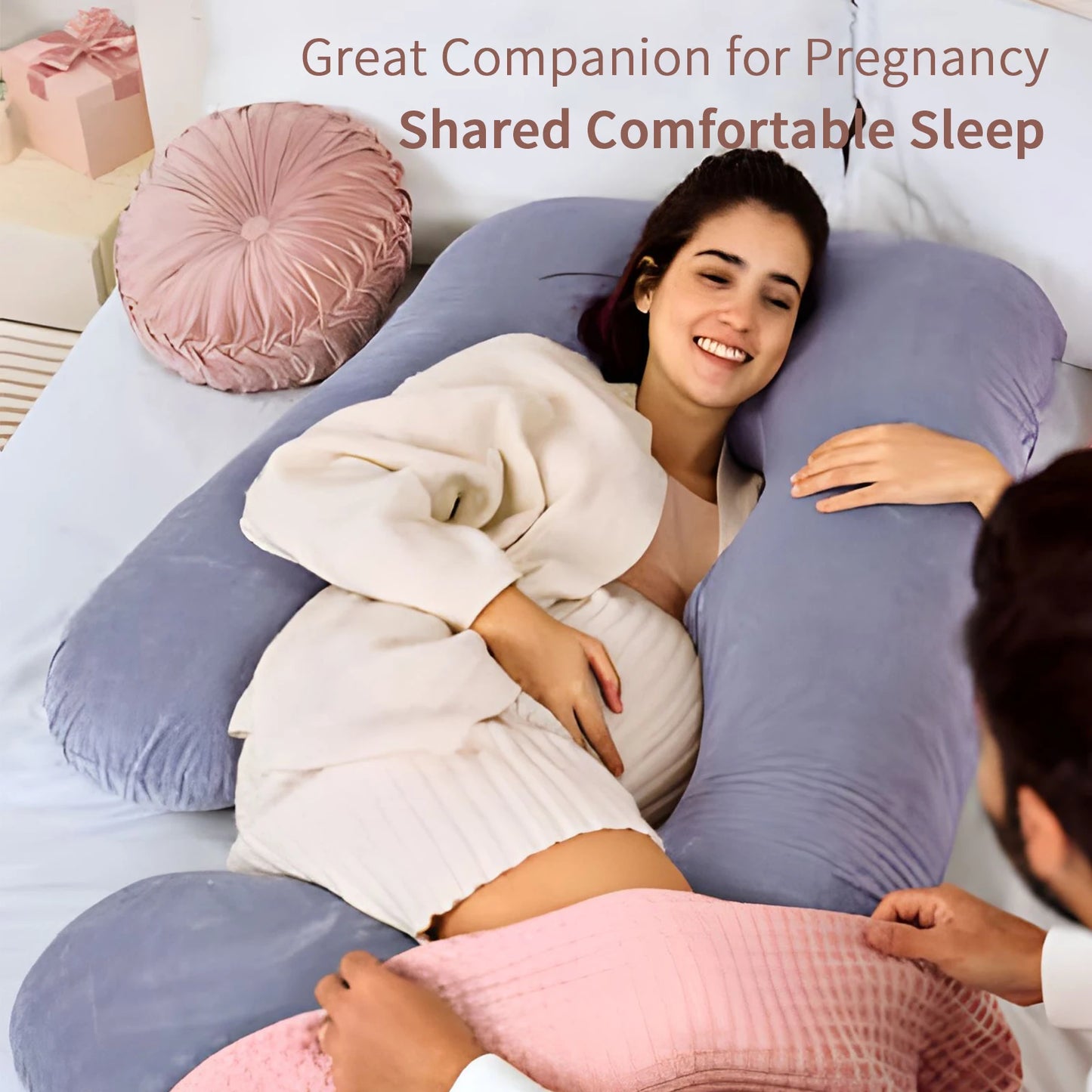 Pregnancy Pillow G Shaped Pregnancy Pillow with Removable Cover Full Body Pillow Support for Back, Hips, Legs, Belly (Dark Grey)
