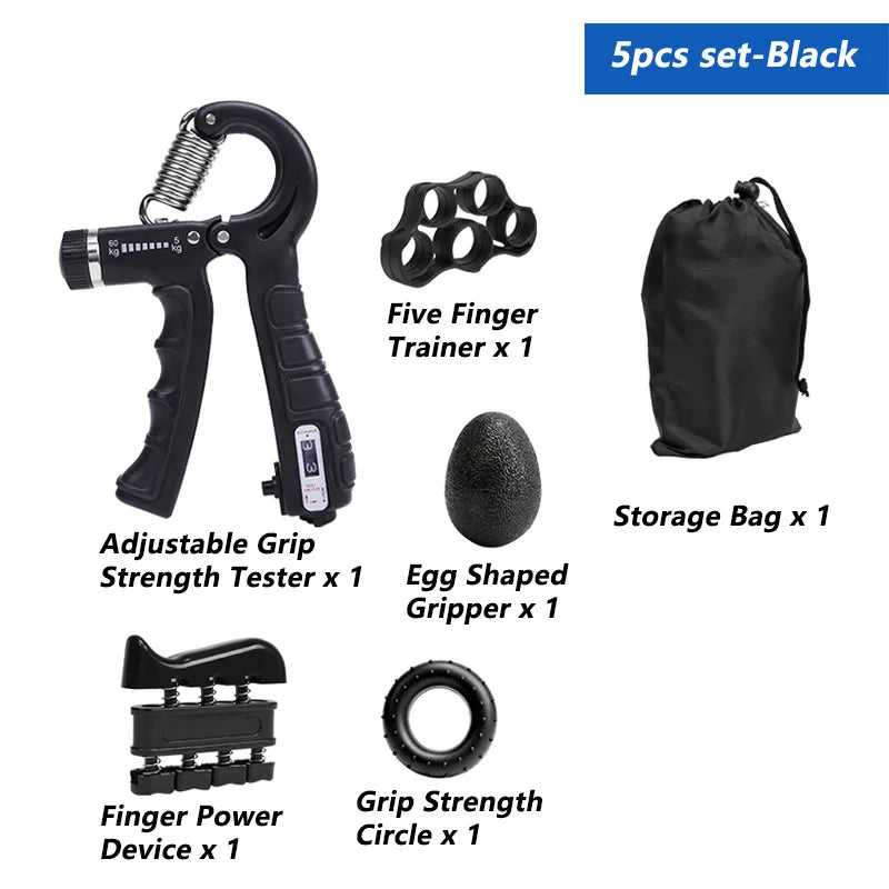iLMH 5-60Kg Adjustable Grip Strength Trainer with Finger Exerciser Hand Grip Strengthener for Muscle Building and Injury Recover