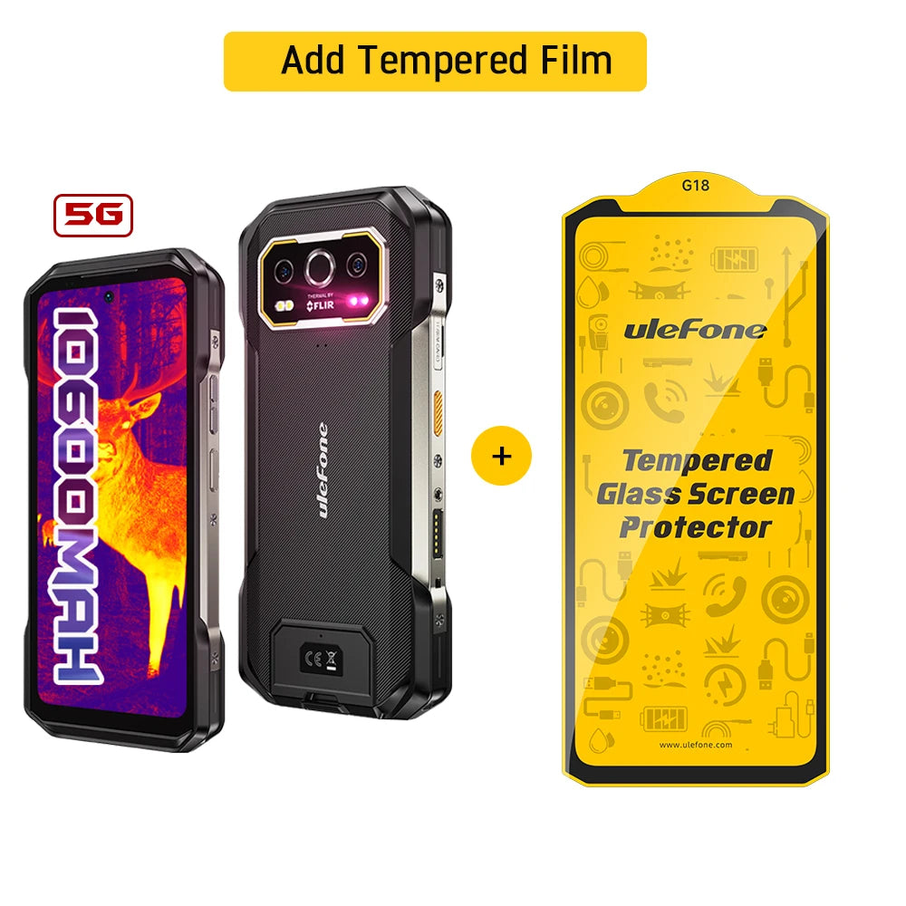 Ulefone Armor 27T Pro+ 5G Rugged Phone 10600mAh Android 15 Smartphone 50MP+64MP Night Camera 6.78" 120Hz 24GB+256GB NFC Mobile