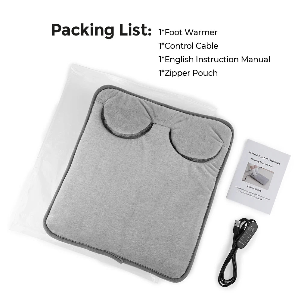 Electric Foot Heating Pad Massage Cushion Portable Foot Warmer 4 Levels Temperature 4 Timer Heated Foot Massager Warming Mat