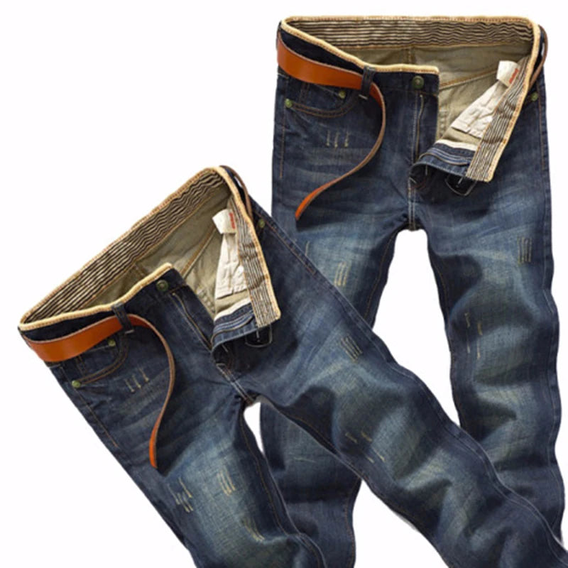 2025 Casual Jeans Men Business Straight Jeans Stretch Denim Pants Trousers Slim Fit Classic Cowboys Young Man Jeans