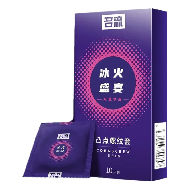 PERSONAGE Genuine Condoms Screw Thread Ice Fire Spike Dotted Stimulation Orgasm Bump Condoms Safer Sex Products For Adult
