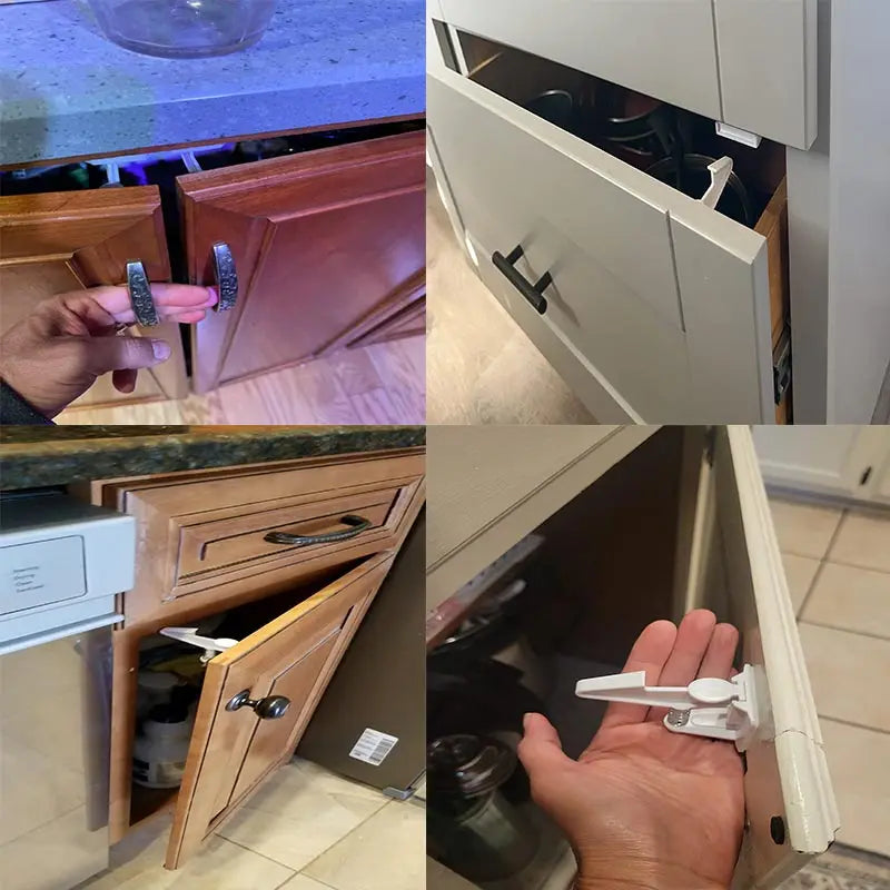 10pcs Baby Cabinet Locks Invisible Closet and Drawer Lock Child Security Protector No Drilling Installation White