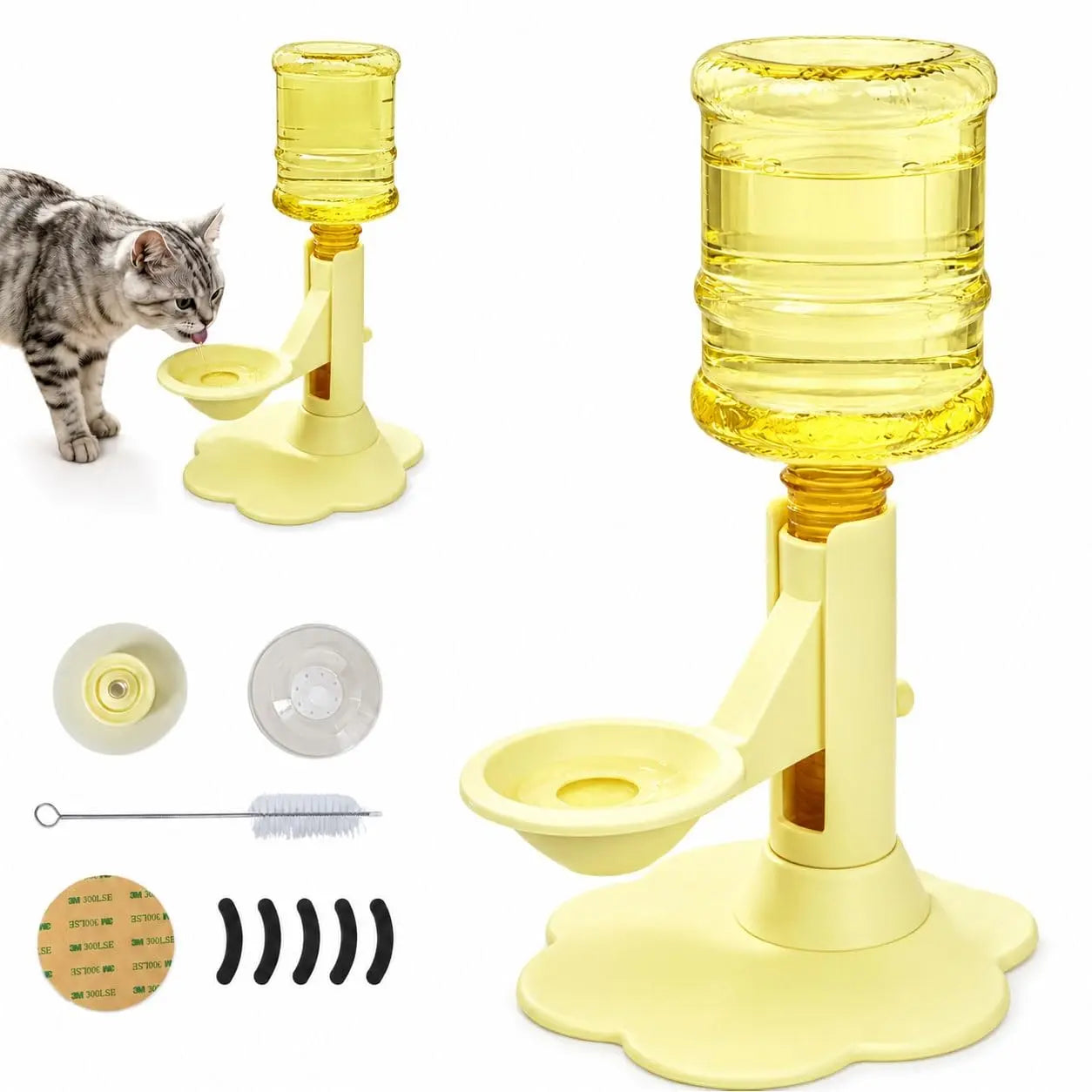 Automatic Cat Dog Water Dispenser No Electricity No Filter Adjustable Height Gravity Pet Water Fountain for Cats and Small Dogs