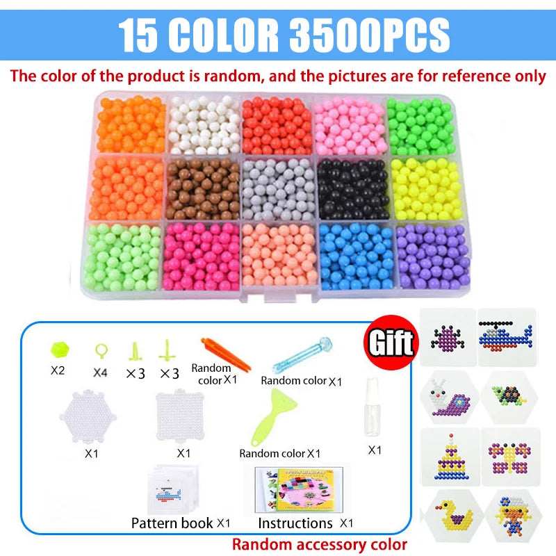 Handmade Magic Water Fuse Beads Creative Beads DIY Art Crafts Toys Magic Water Sticky Beads Sensory Toys Set with Accessories