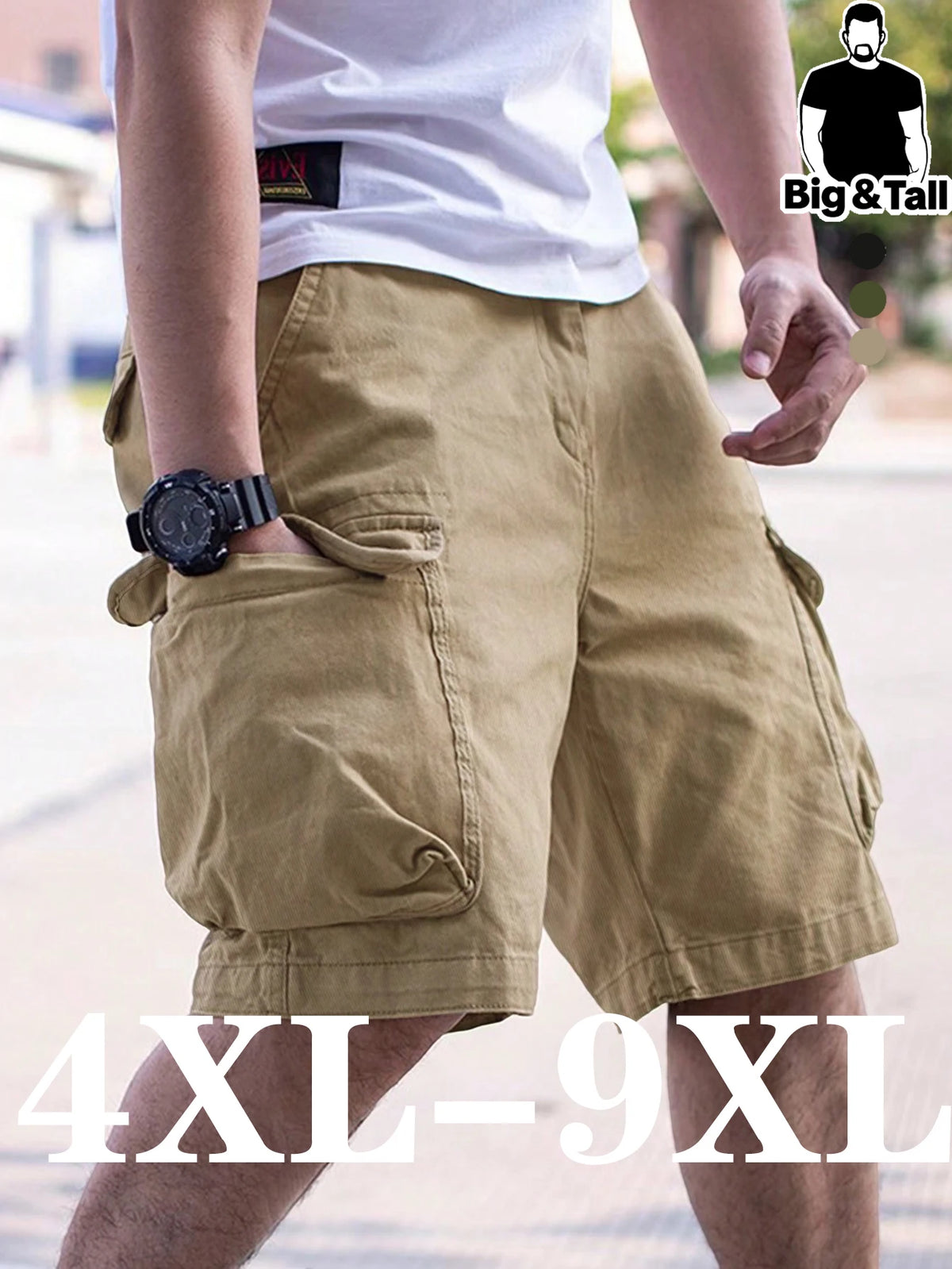 Men's plus Size Casual Work Shorts Trendy Comfortable 4XL-9XL Loose Fit Utility Pants for Big And Tall Men