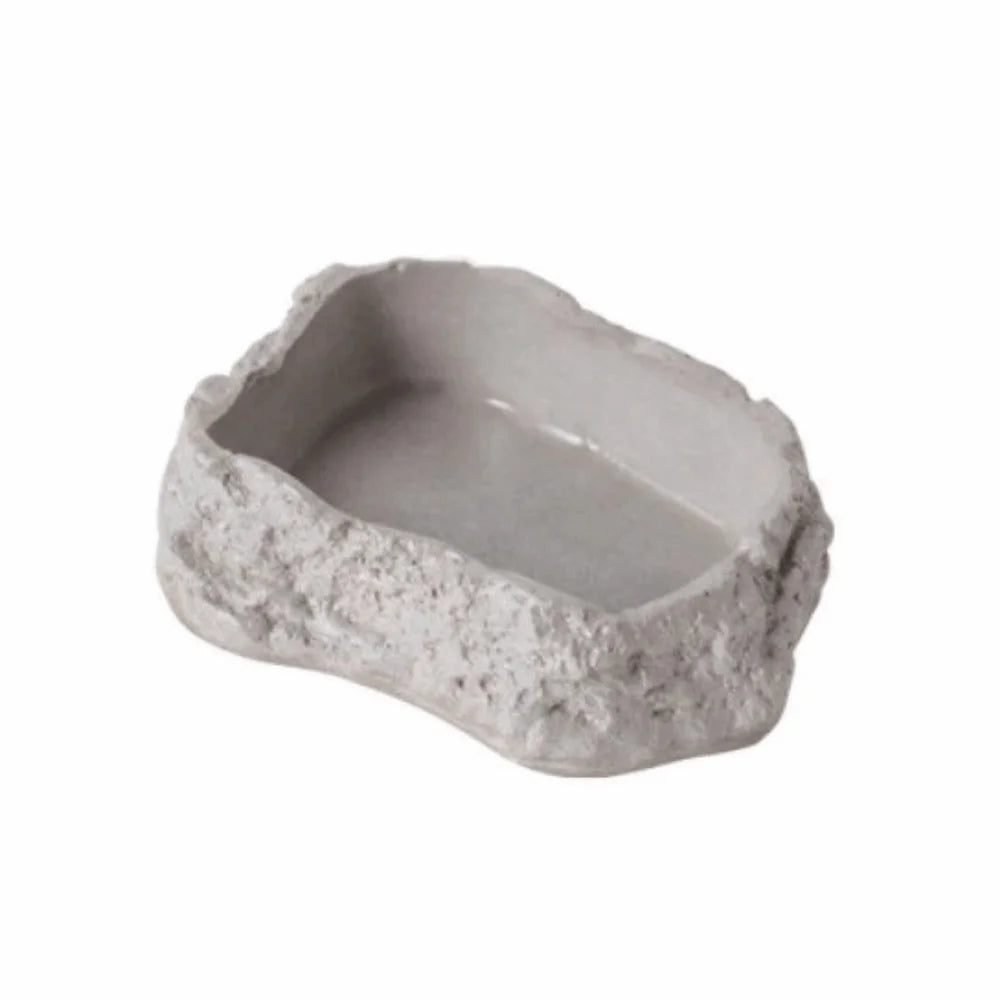 Anti-slip Climbing Pet Food Bowl Easy Clean Realistic Stone Reptile Drinking Water Feeding Tray Safe Durable Reptile Food Bowl