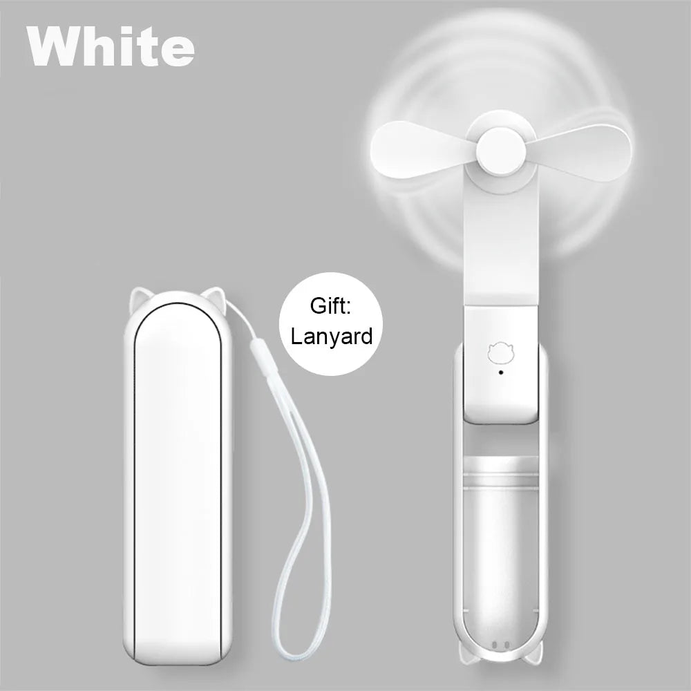 Nešiojamas ventiliatorius, super mini delninis ventiliatorius, įkraunamas USB laidu, sulankstomas, mažas kišeninis ventiliatorius su 2000 mAh išorine baterija, 3 greičio lygiai