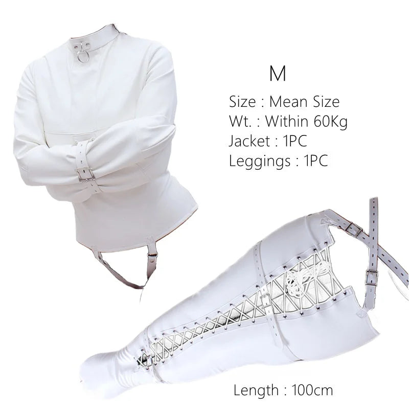 Super Tight PU Leather Mermaid Bondage Kit with Fetish Bodysuit Harness Leg Bag for Couple Cosplay Sex Binder BDSM Clothes