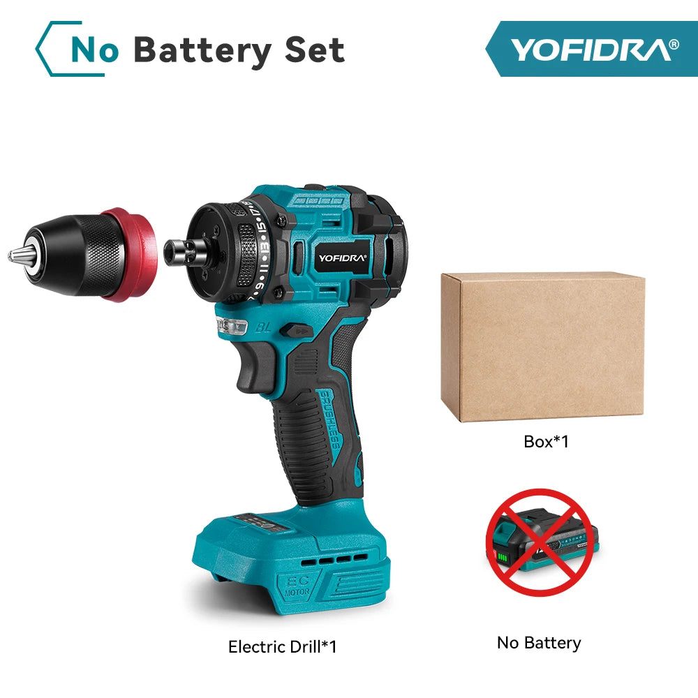 YOFIDRA 2 In 1 Brushless Electric Screwdriver Handheld Hexagonal Drill Screw Driver Home Power Tool Set For Makita Battery Pin