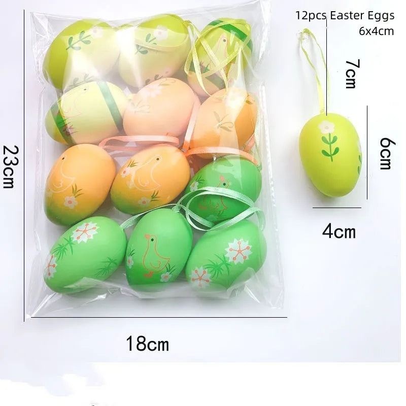 60cm Easter Brich Tree Lamp 40LED Easter Eggs Ornaments Hanging Easter Decorations for Home Spring Festival Party Table Decor
