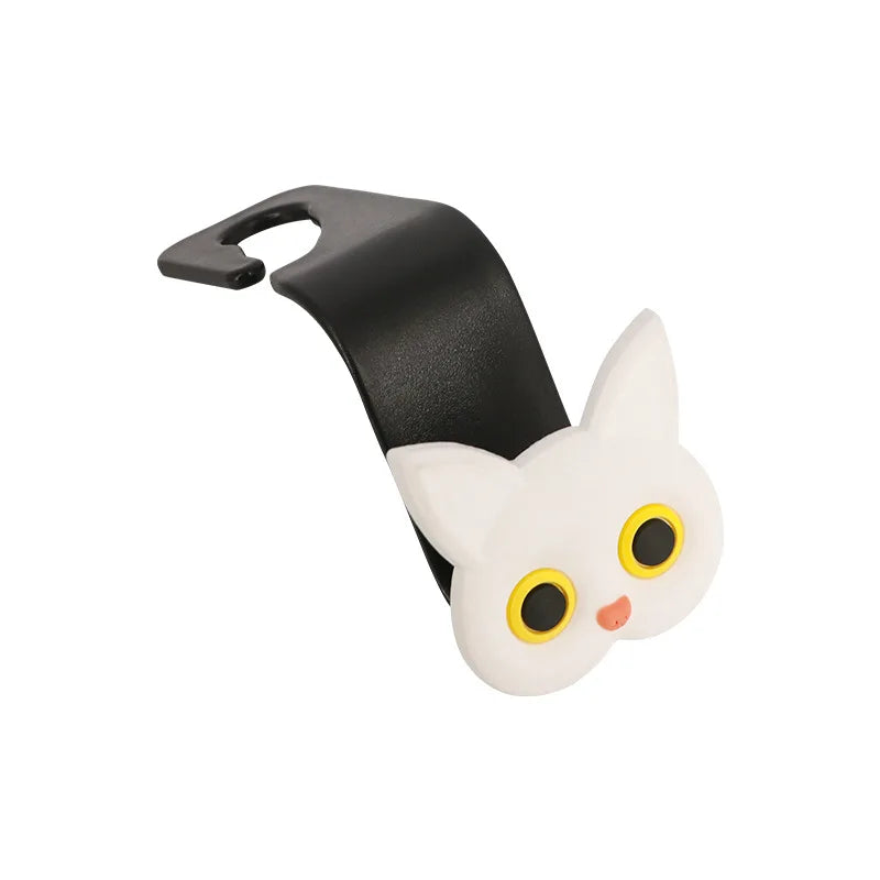 Cute 3D Cartoon Cat Car Seat Headrest Hook - Universal Vehicle Storage Organizer for Handbags, Wallets, and Jackets - Cute Ca