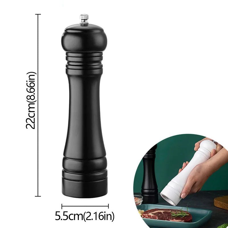 8inch Manual Wood Salt and Pepper Grinder Adjustable Ceramic Rotor Seasoning Spice Grinders Kitchen Cooking Tools