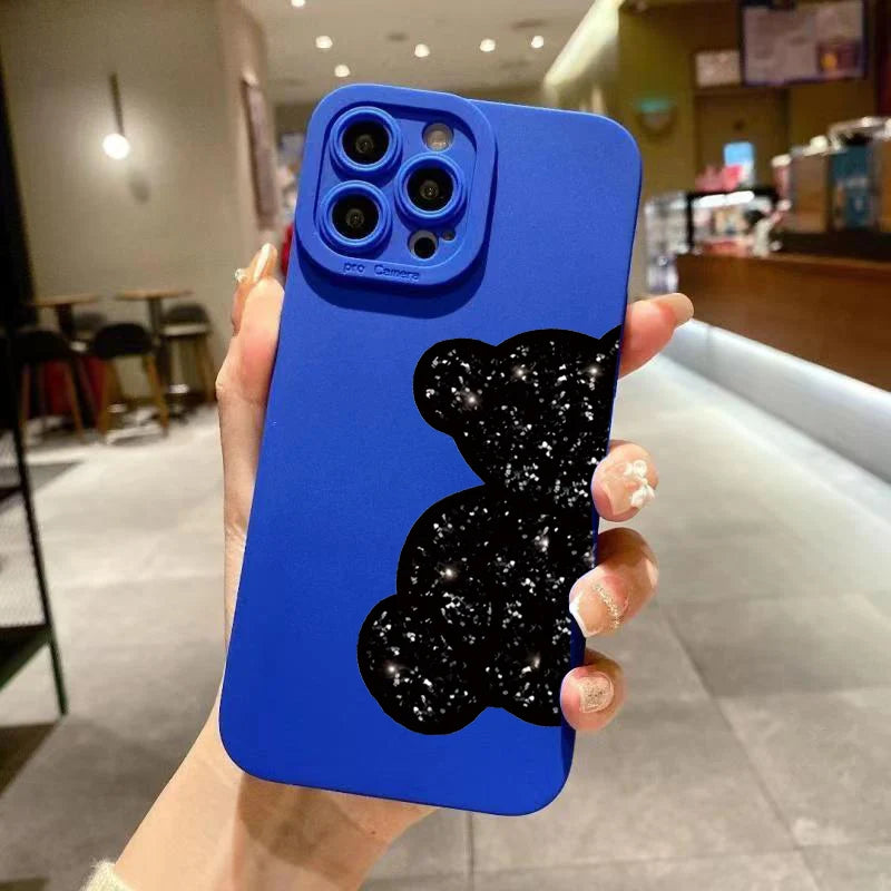Floral Bear Painting Phone Case For iPhone 17 16 15 14 Pro Max 16E 13 12 11 16 Plus 17 Air Shockproof Soft Silicone Bumper Cover