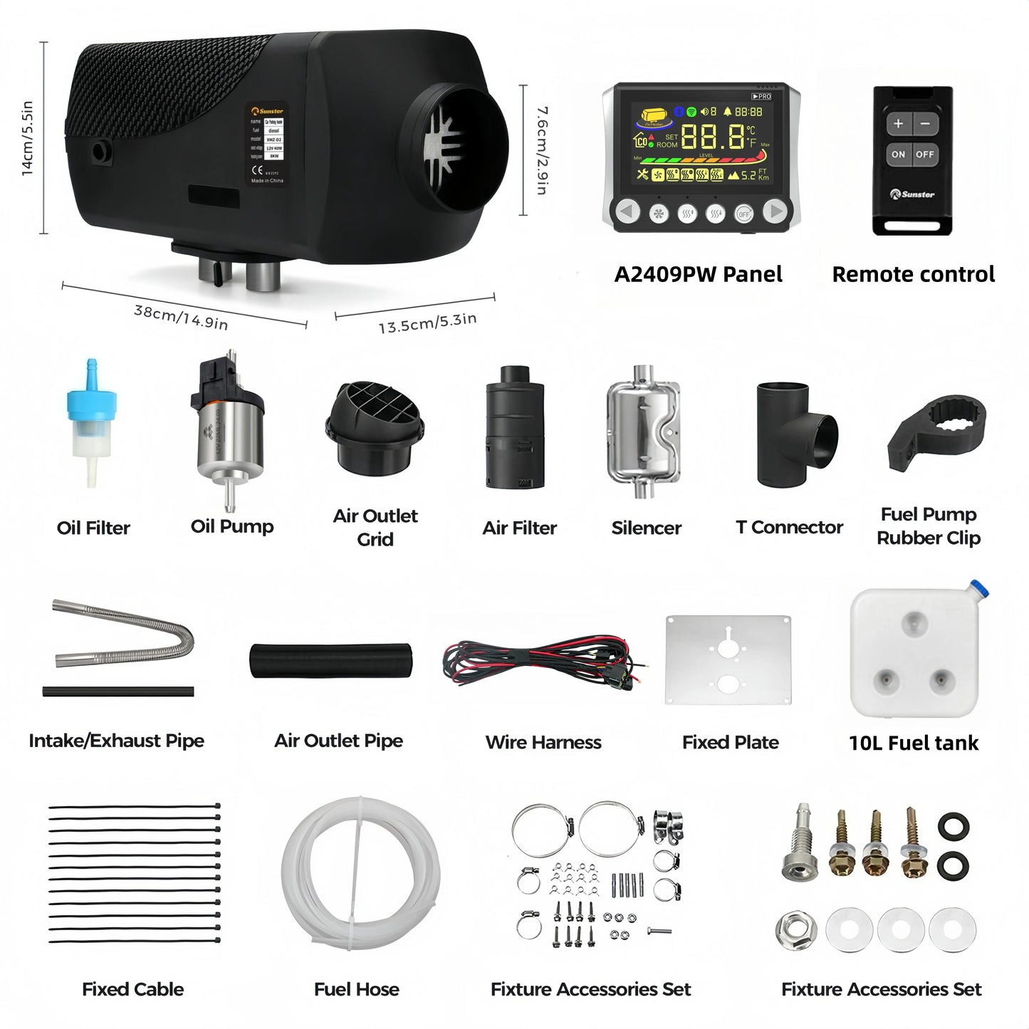 8KW Diesel Parking Air Heater 12V/24V Auto‑Switch Split‑Type WiFi Bluetooth LCD Remote Control for Truck RV Camper Van Motorhome
