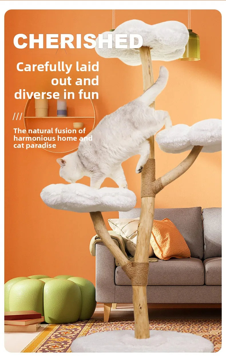 for Cloud Cat Climbing Frame Large Cat Tree Jumping Platform All-in-one Light-luxury Solid Wood Cat Shelf Nest