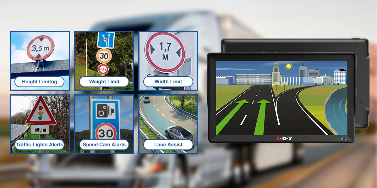 XGODY Portable 9'' Truck Motorhome GPS SAT NAV Lorry Navs AV-IN HD Large Screen