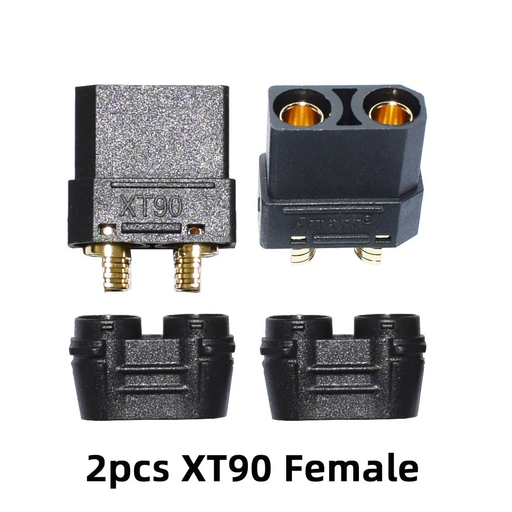 Amass XT90E-M Battery Connector XT90E Male Plug Gold-Plated Connector with PVC Protective Sleeve Dust Cap for RC Aircraft Drone