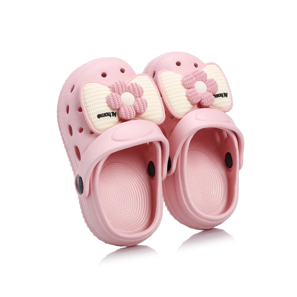 New Children's Slippers Summer Handmade DIY Cartoon Bow Sandals for Girl Flip Flops Non-Slip Garden Beach Shoes