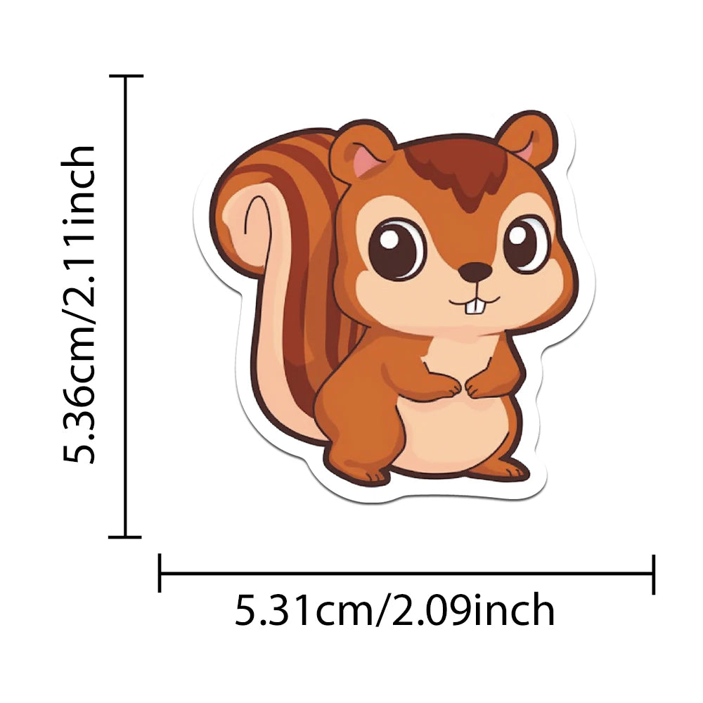 50pcs Cartoon Cute Squirrel Stickers Decals For Laptop Scrapbook Skateboard Helmet Guitar DIY Aesthetic Waterproof Stickers