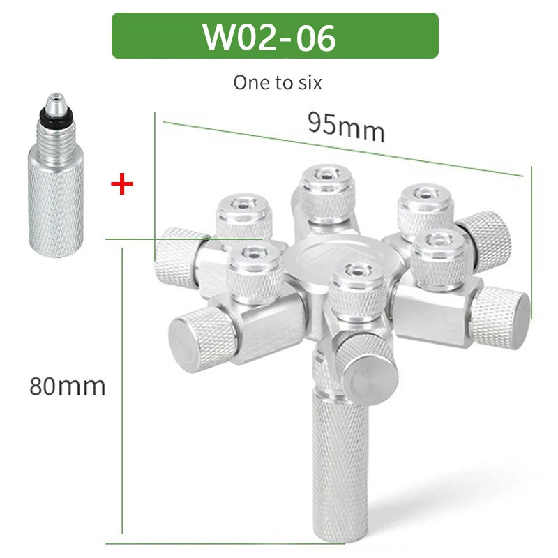 Aquarium CO2 Shunt CO2 Regulator Multi-Way Shunt Regulating Valve Aluminum Alloy CO2 Multi-Pass 2-6 Shunt Fish Tank Supplies