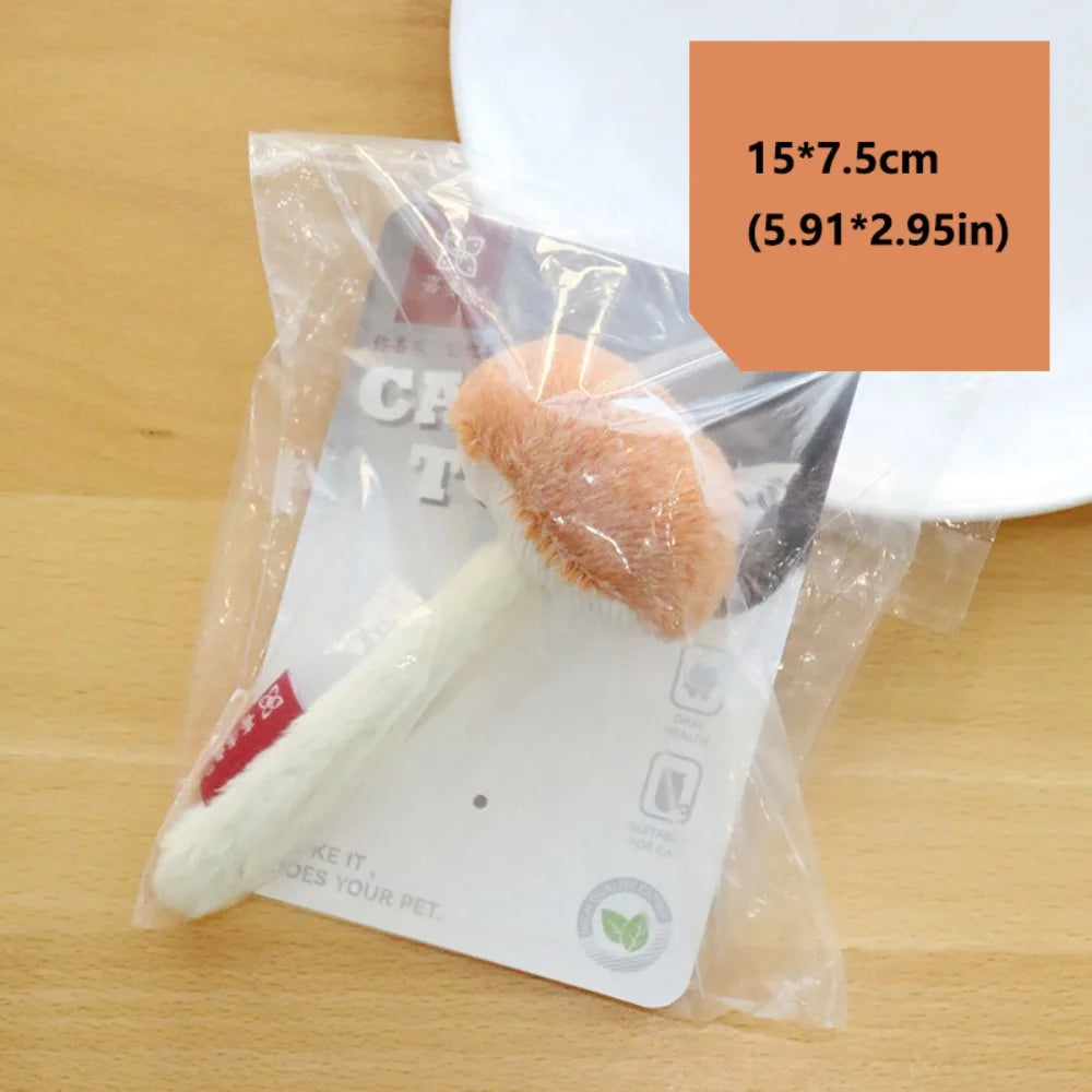 New Simulated Cat Chew Bite-resistant Soft Interactive Cat Non-toxic Mushrooms Shape Teaser Stick Interactive Play