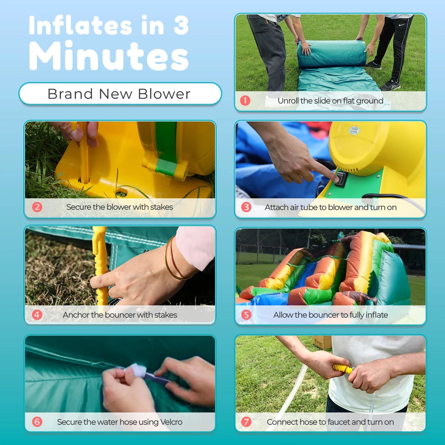 Hot sell 6.4M 100% PVC Commercial Inflatable Bounce House Water Slide With 950W Blower for Kids and Adults Children's Playground