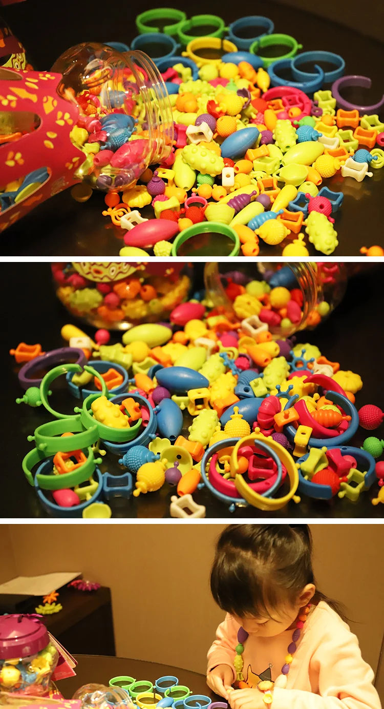 Creative DIY Handmade Pop Beads Toy Accessory Set Girl Jewelry Necklace & Bracelet Crafts Toys Education kids Birthday Gifts