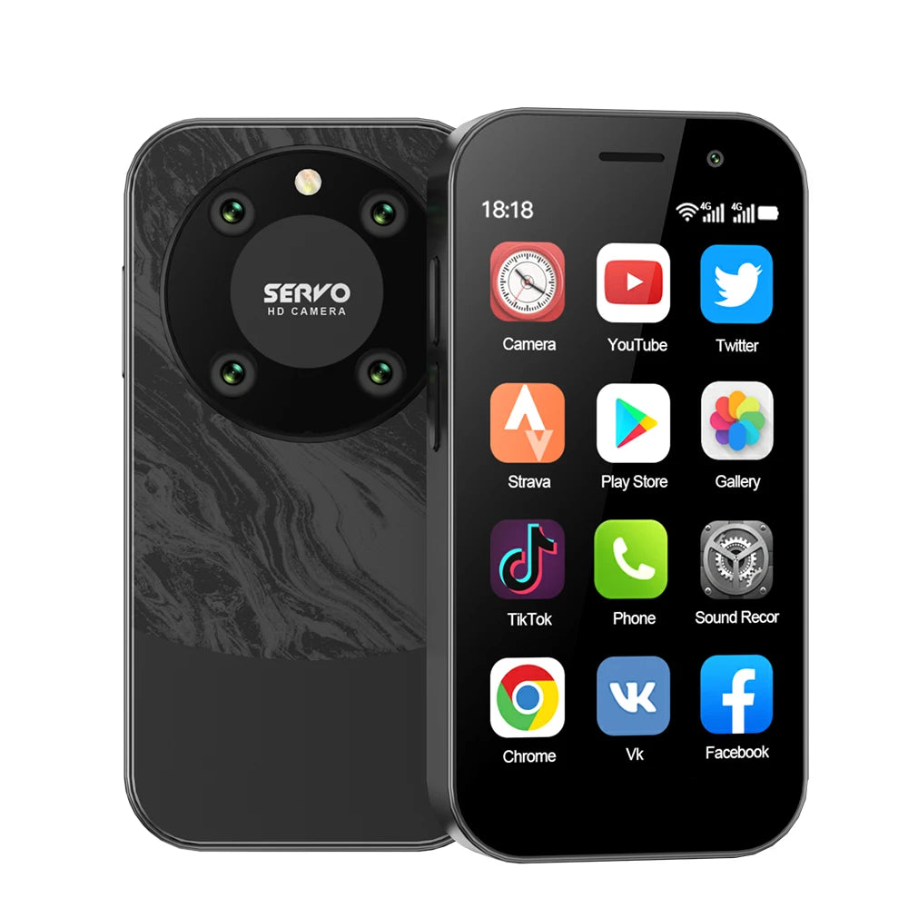SERVO KING9000 4G LTE Mini Smartphone Android 16GB ROM Dual SIM Face Unlock Camera WiFi Play Store 3.0" Pocket Small Cellphone