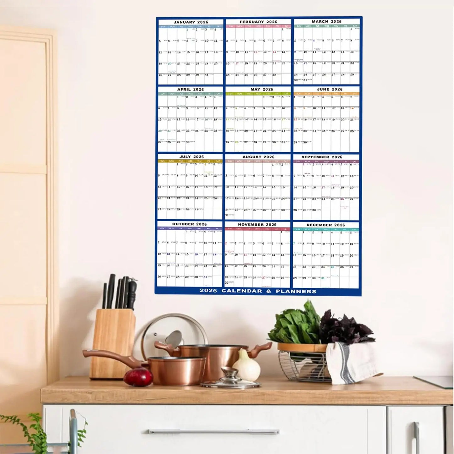 Large Dry Erase Calendar for Wall 2026 Wall Calendar 12 Month 24 X 36 Inch Yearly Schedule Organizer for Indoor Home Fridge