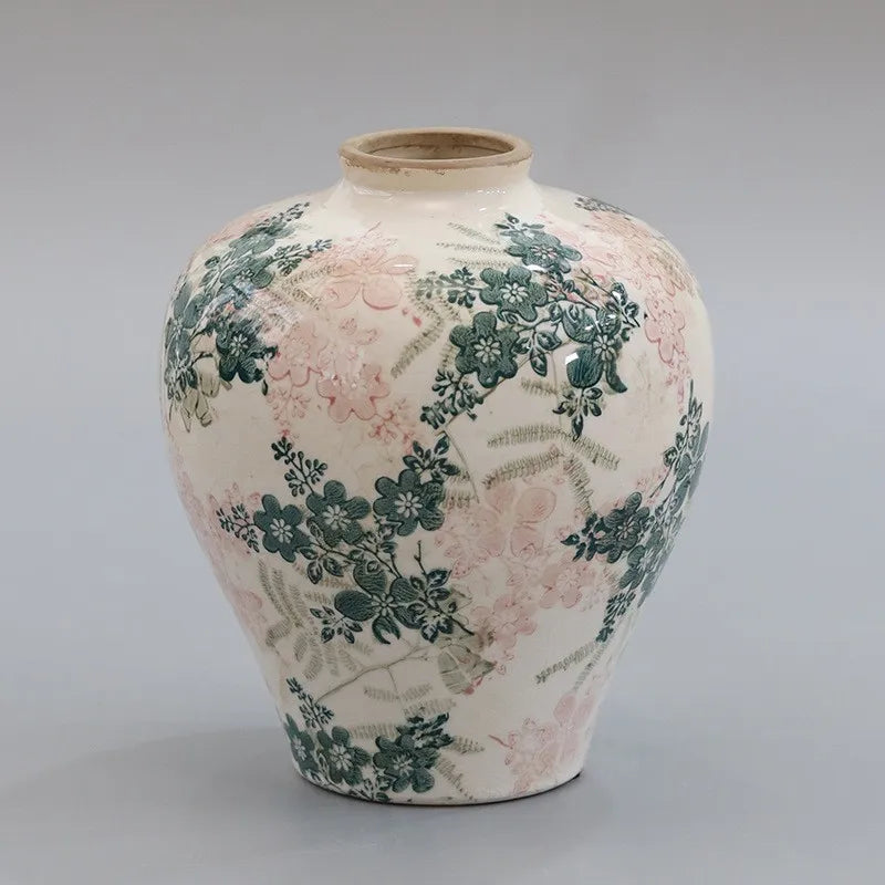 Blue and White Porcelain Vase Flower Vase Chinese-style Retro Porcelain Jars Ceramic Pot Flowerpot Home Decoration Accessories