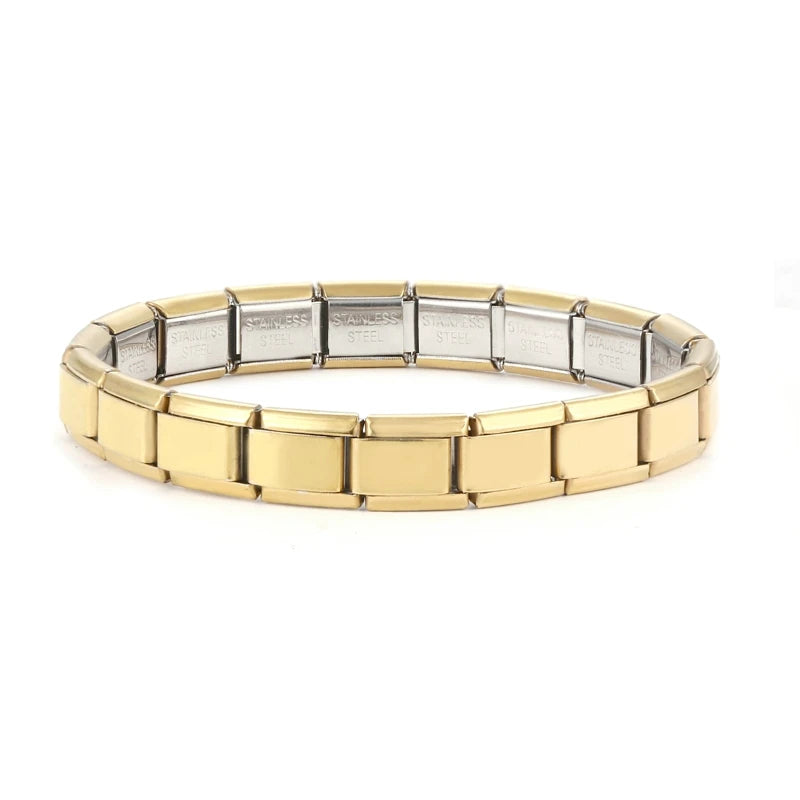 Stainless Steel Purple Rose Pink Black Champagne Gold Color Italian Charms Bracelet Colorful 9mm Width Bangle Men Women Jewelry
