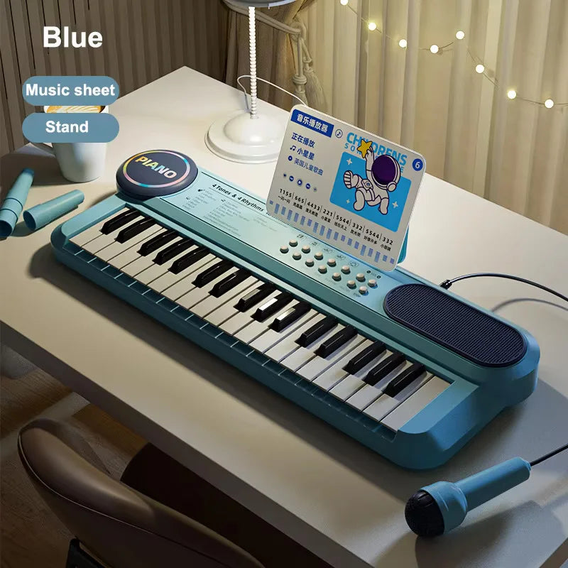 Children's Piano Keyboard 37 Keys Multifunctional Electronic Piano with Microphone Children's Early Education Educational Toys